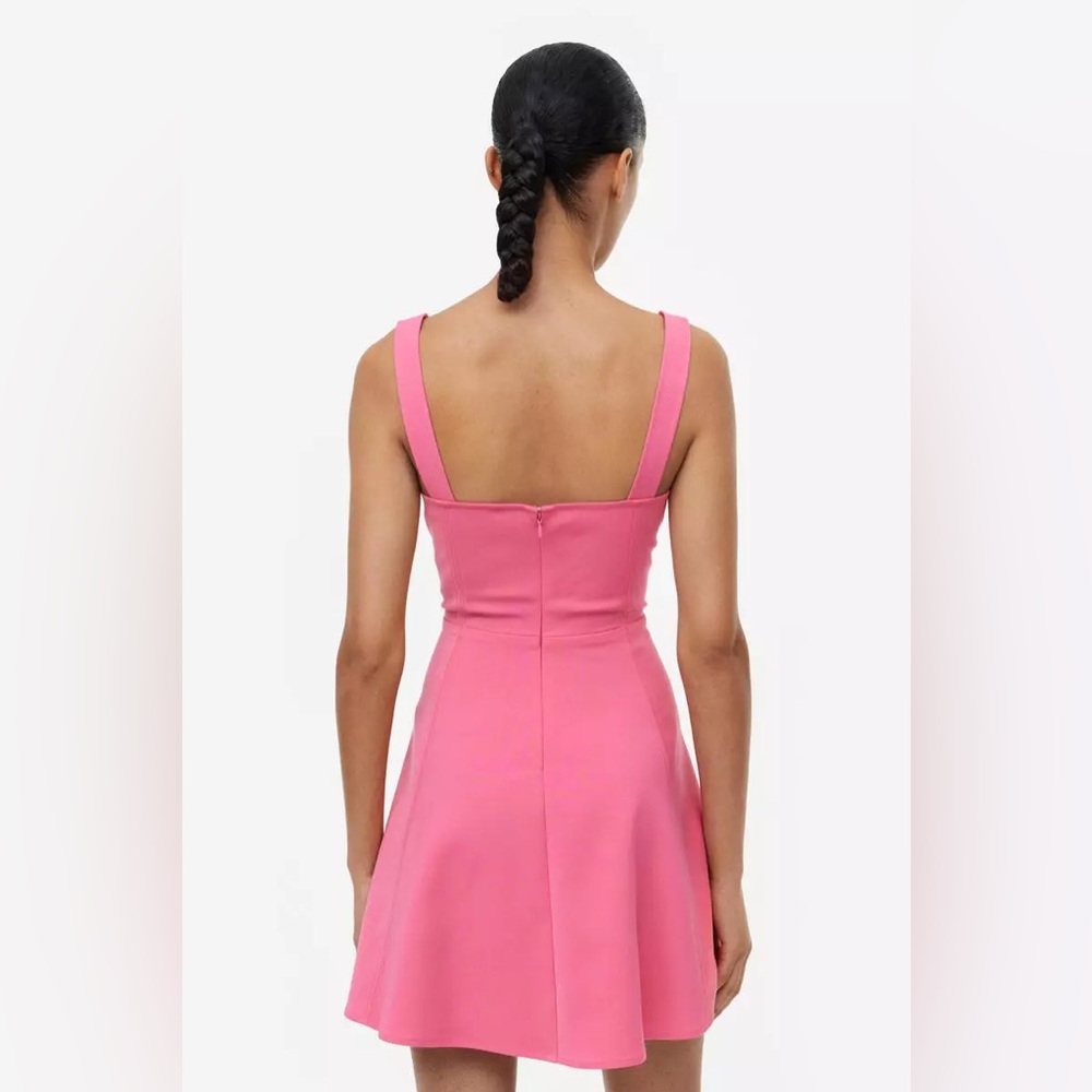 H&M *NWT* Sleeveless Pink Fit-and-Flare Dress Size XS - Picture 3 of 9